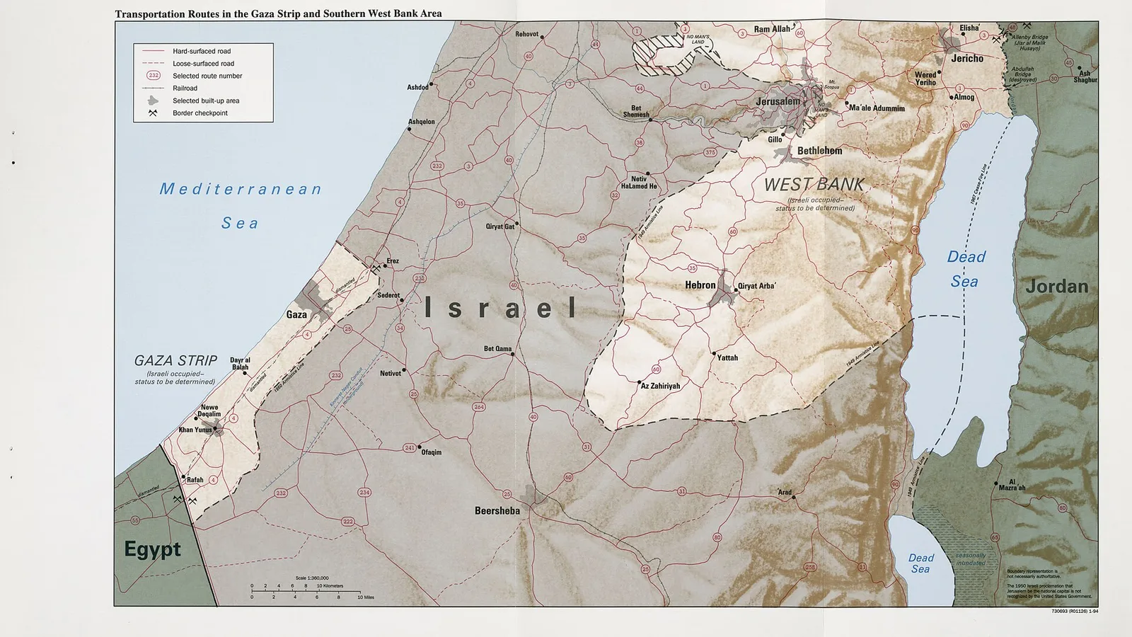 Map of Israel, the West Bank and the Gaza Strip.