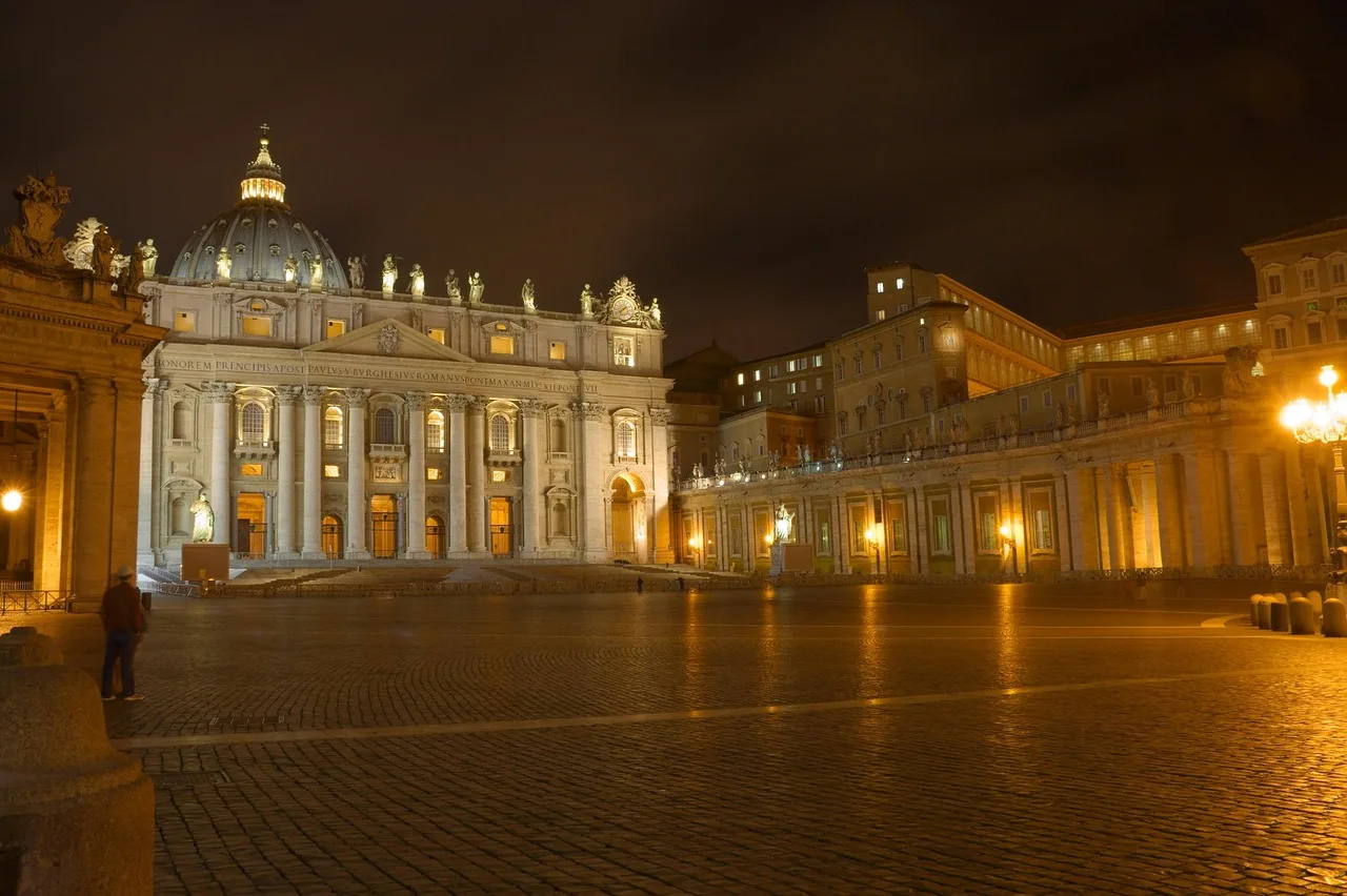 St Peter's Basilica in Vatican City at night