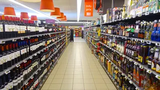 Shelves in a store