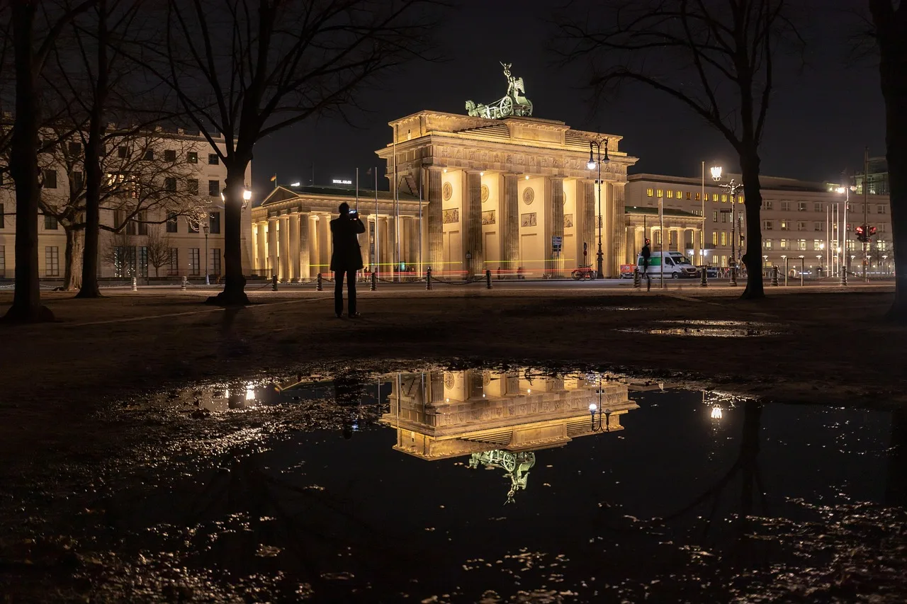 The Brandenburg Gate in Berlin at night