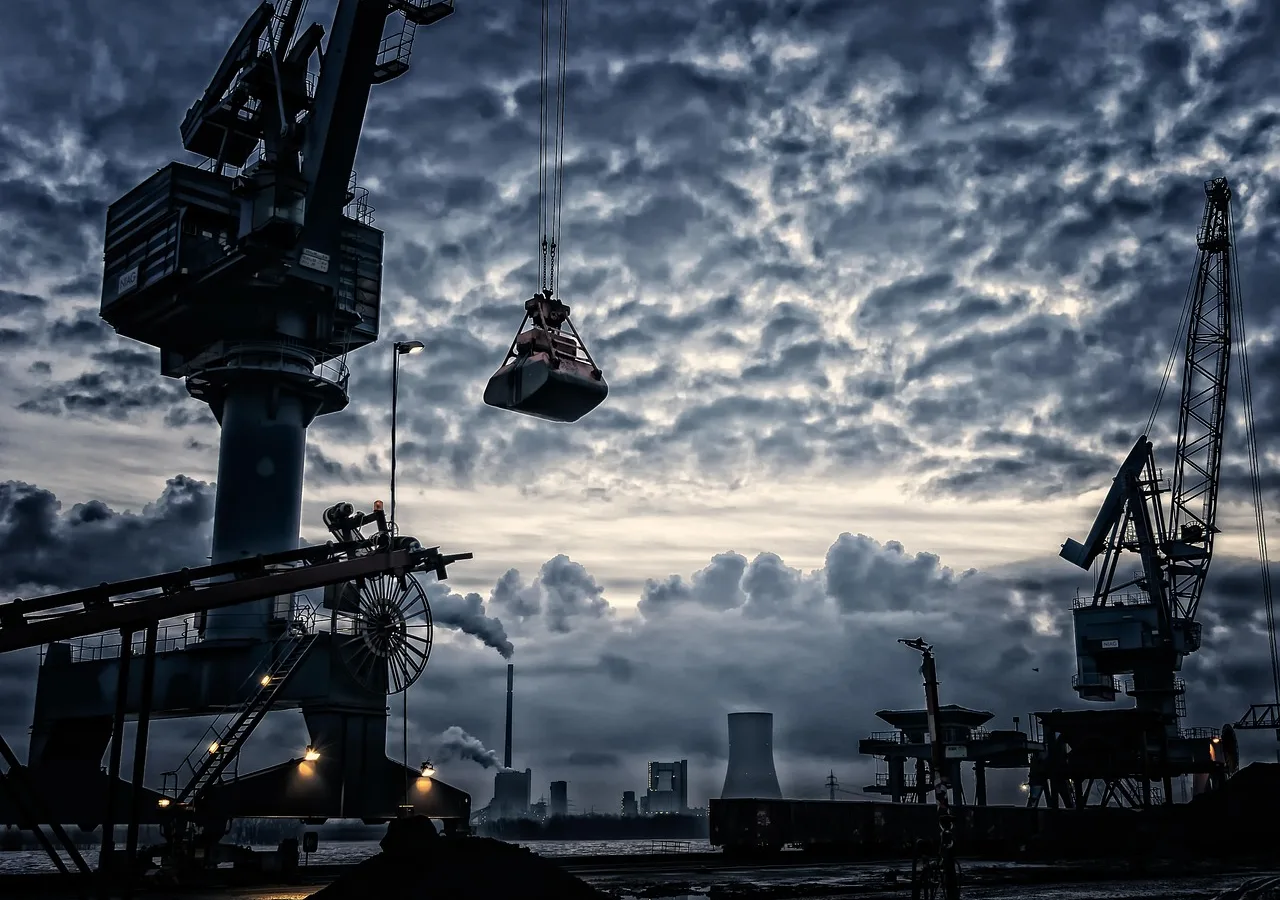 Container cranes at a port