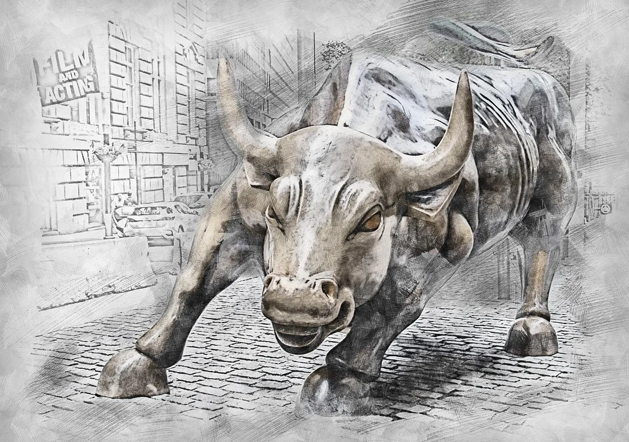 A drawing of the Wall Street bull