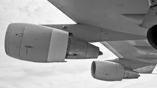 An aircraft wing and engine