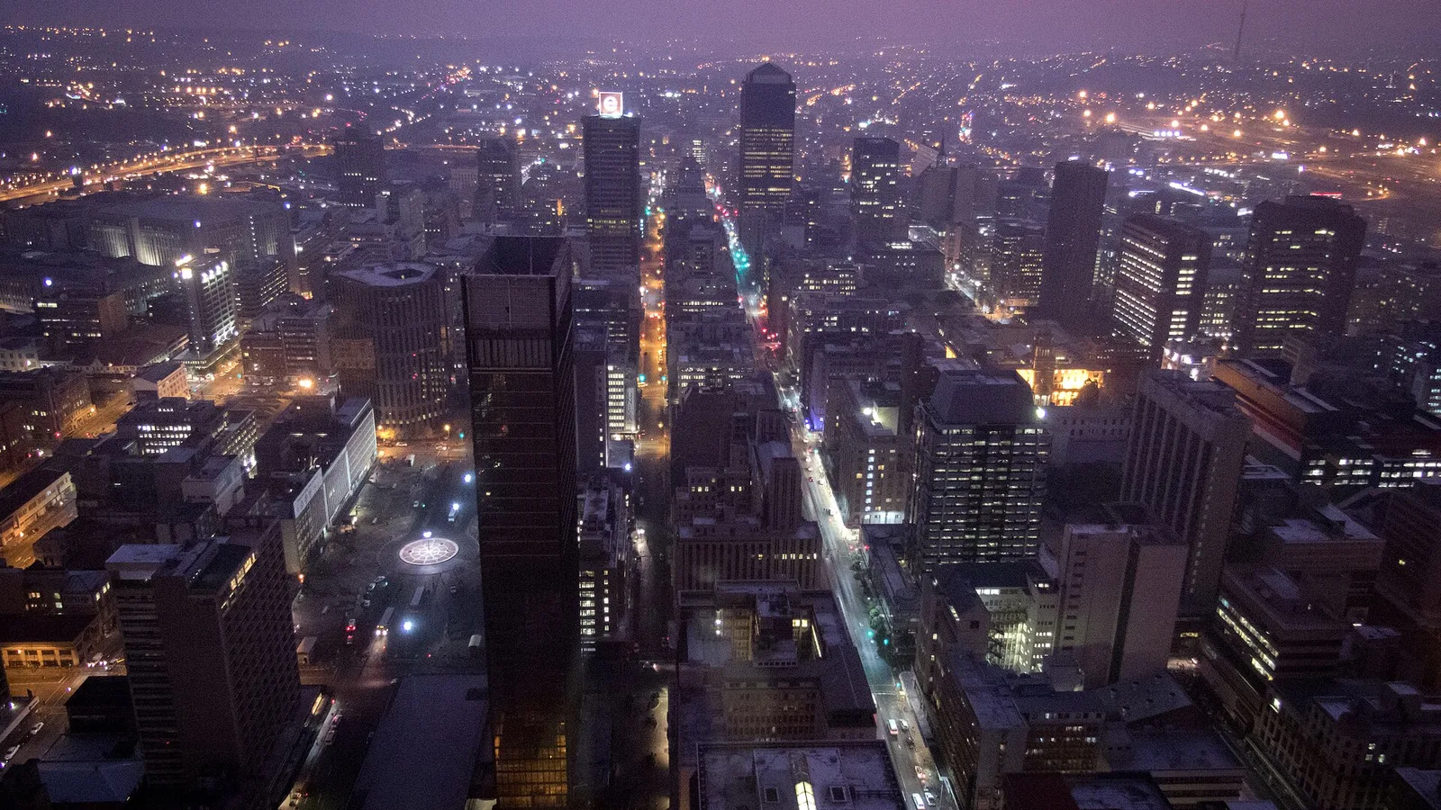Johannesburg's inner city at night.